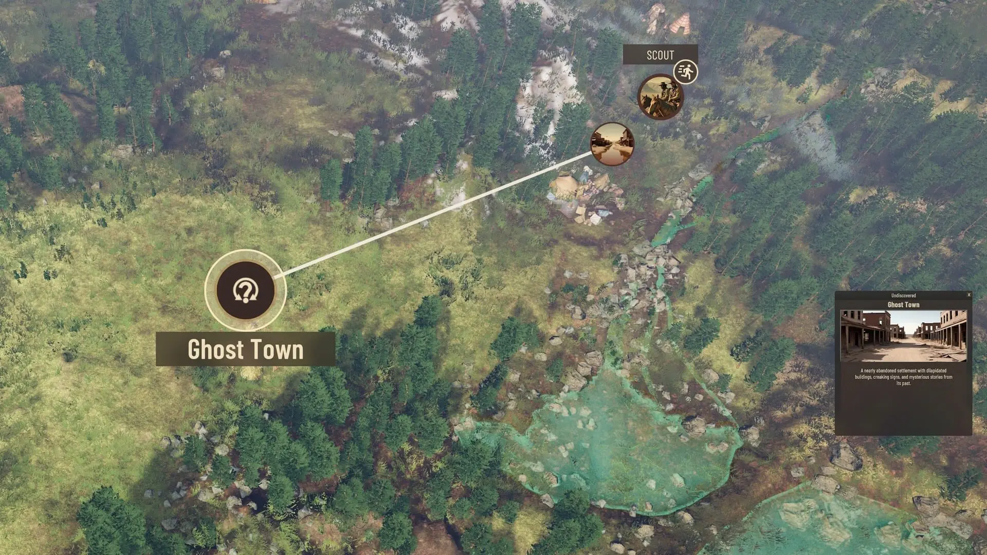 World map with a scout expedition heading to an undiscovered location